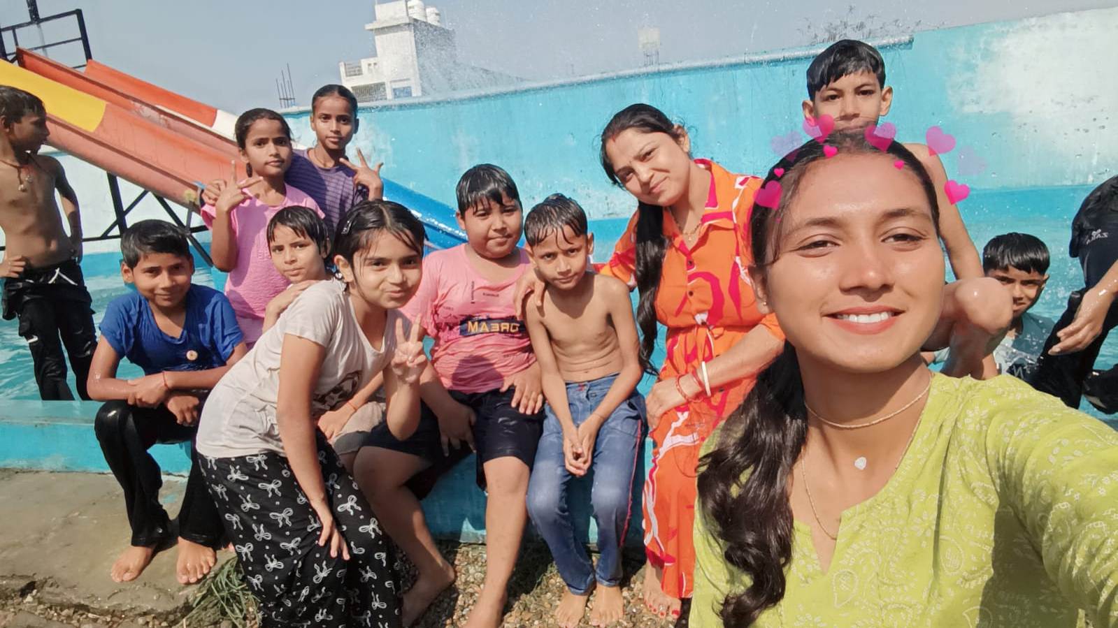 enjoy in swimming pool , Indian Public School
